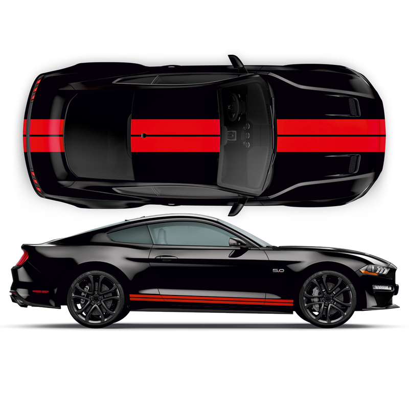 8inch Double Racing Stripes, for Ford Mustang 2015 - 2023