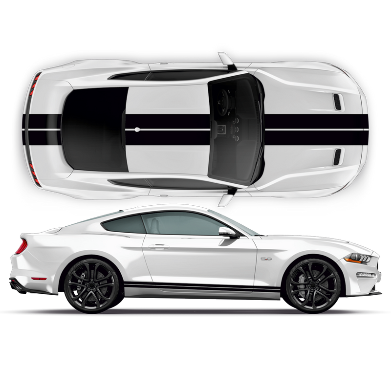 8inch Double Racing Stripes, for Ford Mustang 2015 - 2023