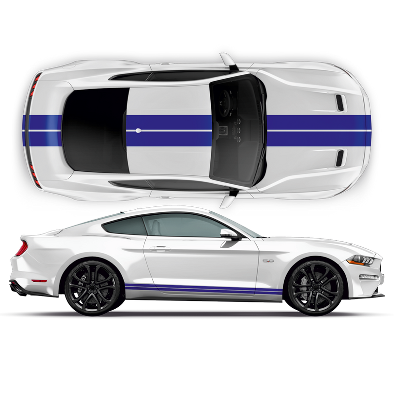 8inch Double Racing Stripes, for Ford Mustang 2015 - 2023