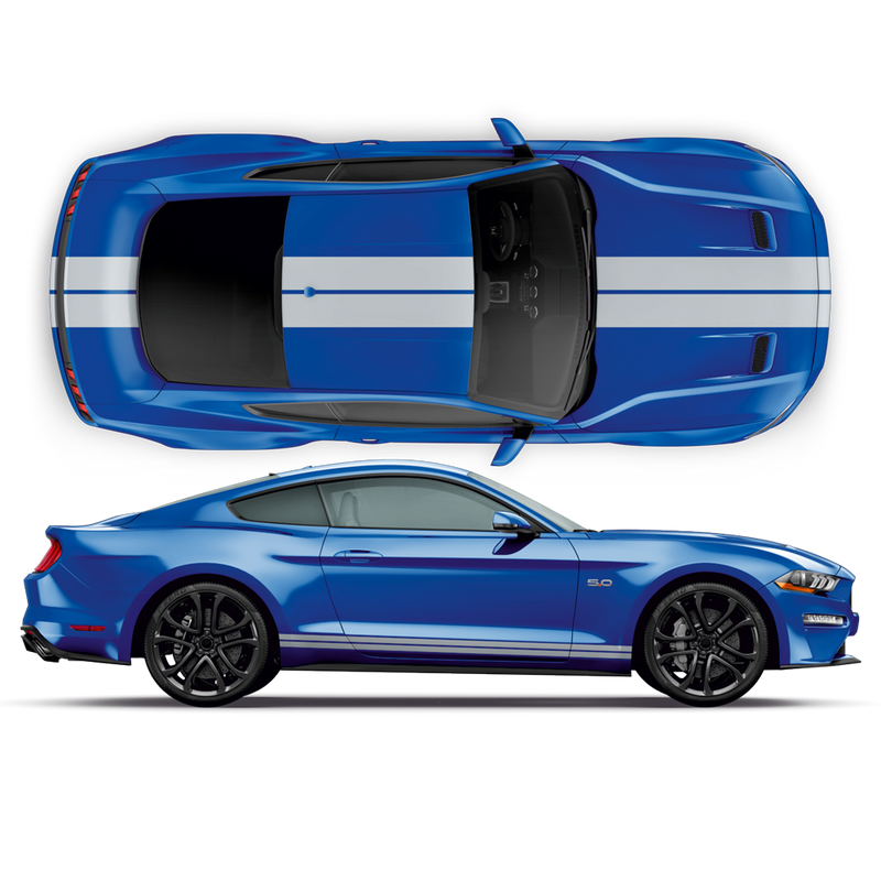 8inch Double Racing Stripes, for Ford Mustang 2015 - 2023