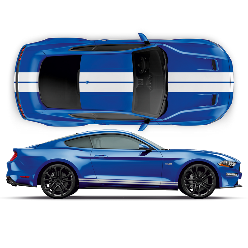 8inch Double Racing Stripes, for Ford Mustang 2015 - 2023