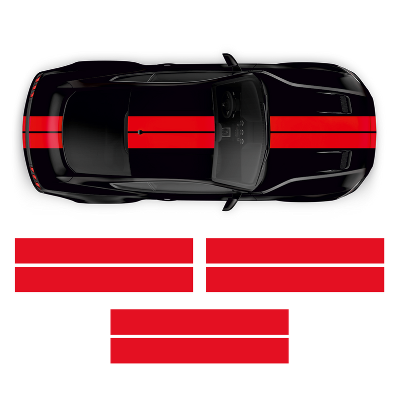 8inch Double Racing Stripes, for Ford Mustang 2015 - 2023