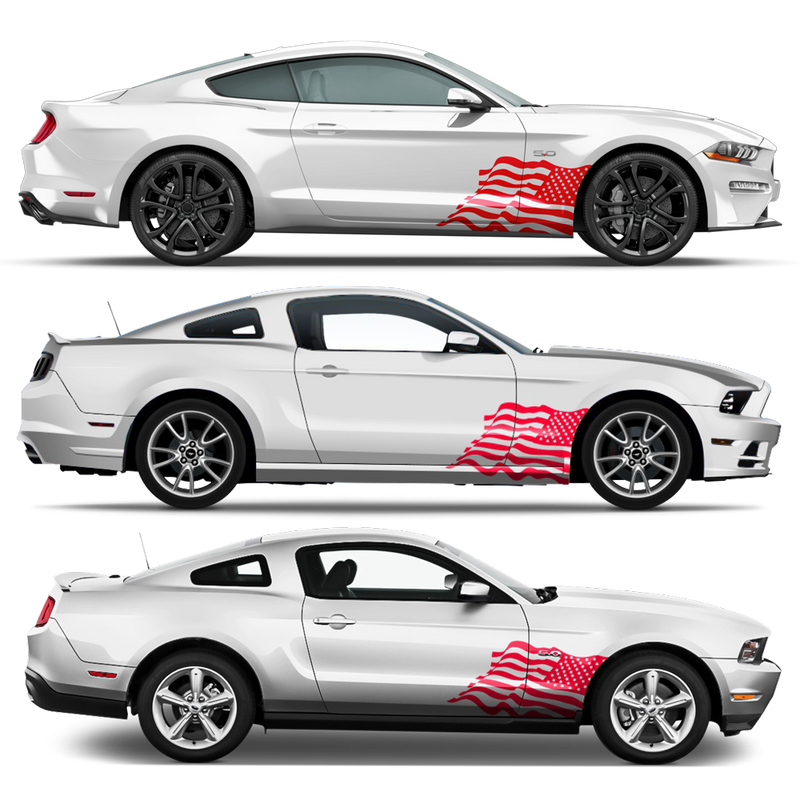 US Flag decals set, for Ford Mustang or any car body